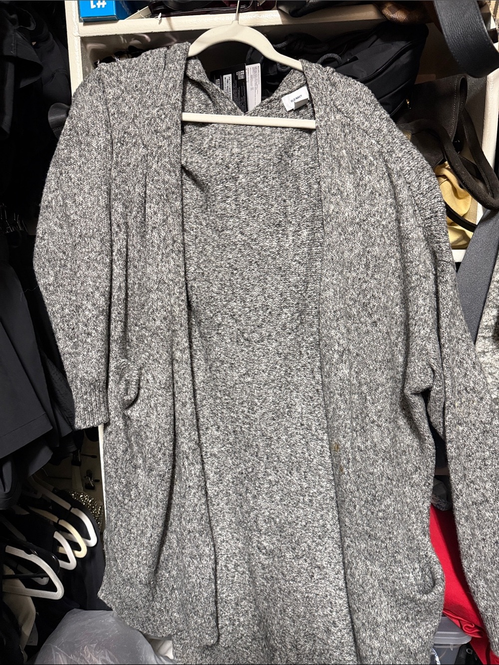 Old Navy Heather Gray Open-Front Hooded Cardigan